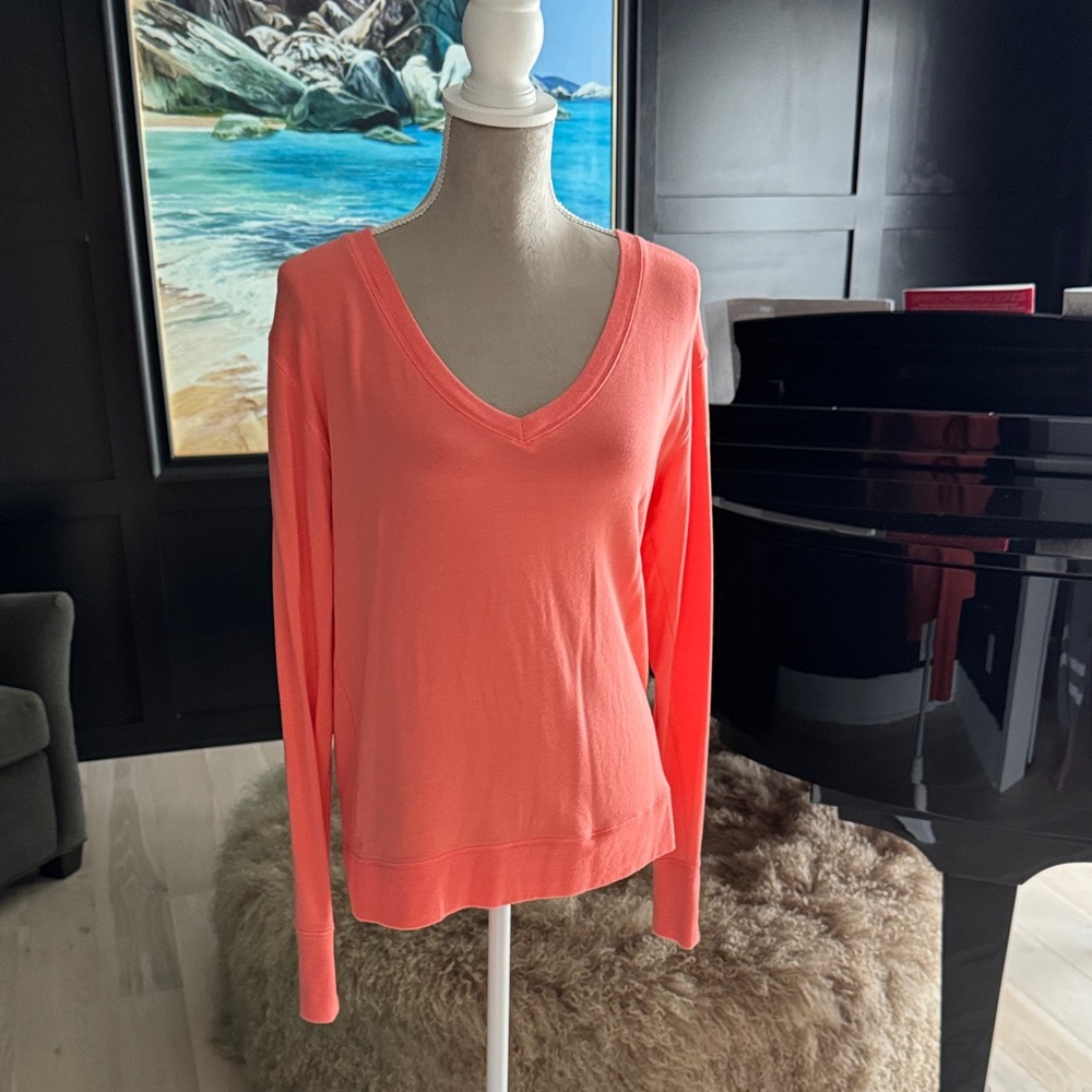 Athleta Coral Long Sleeve V-Neck Top